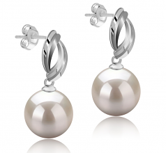 Franck Blanc 9-10mm AAAA-qualité perles d'eau douce 925/1000 Argent-Boucles d'oreilles en perles