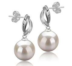 Franck Blanc 9-10mm AAAA-qualité perles d'eau douce 925/1000 Argent-Boucles d'oreilles en perles