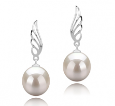 Aile Blanc 9-10mm AAAA-qualité perles d'eau douce 925/1000 Argent-Boucles d'oreilles en perles