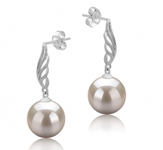 Aile Blanc 9-10mm AAAA-qualité perles d'eau douce 925/1000 Argent-Boucles d'oreilles en perles