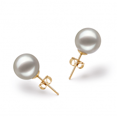 Kristine Blanc 8-9mm AAA-qualité Akoya du Japon 585/1000 Or Jaune-un set en perles