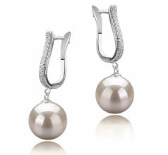 Ophélie Blanc 10-11mm AAAA-qualité perles d'eau douce 925/1000 Argent-Boucles d'oreilles en perles