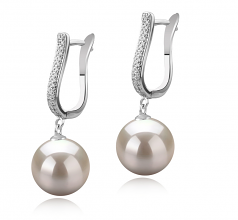 Ophélie Blanc 10-11mm AAAA-qualité perles d'eau douce 925/1000 Argent-Boucles d'oreilles en perles