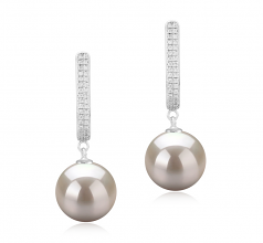 Ophélie Blanc 10-11mm AAAA-qualité perles d'eau douce 925/1000 Argent-Boucles d'oreilles en perles