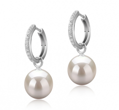 Rosalind Blanc 10-11mm AAAA-qualité perles d'eau douce 925/1000 Argent-Boucles d'oreilles en perles