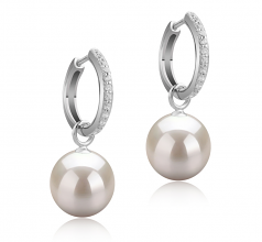 Rosalind Blanc 10-11mm AAAA-qualité perles d'eau douce 925/1000 Argent-Boucles d'oreilles en perles