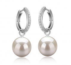 Rosalind Blanc 10-11mm AAAA-qualité perles d'eau douce 925/1000 Argent-Boucles d'oreilles en perles