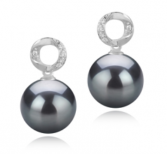 Shellry Noir 9-10mm AAA-qualité de Tahiti 925/1000 Argent-Boucles d'oreilles en perles