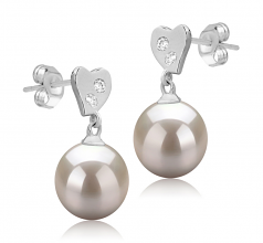 TAIMA Blanc 8-9mm AAAA-qualité perles d'eau douce 925/1000 Argent-Boucles d'oreilles en perles