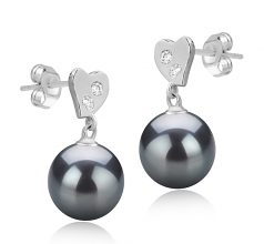 TAIMA Noir 8-9mm AAAA-qualité perles d'eau douce 925/1000 Argent-Boucles d'oreilles en perles