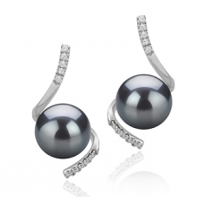 Mathilde Noir 8-9mm AAAA-qualité perles d'eau douce 925/1000 Argent-Boucles d'oreilles en perles