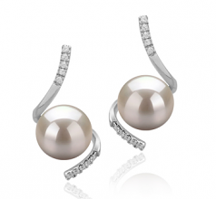 Mathilde Blanc 8-9mm AAAA-qualité perles d'eau douce 925/1000 Argent-Boucles d'oreilles en perles