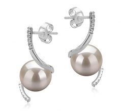Mathilde Blanc 8-9mm AAAA-qualité perles d'eau douce 925/1000 Argent-Boucles d'oreilles en perles