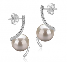 Mathilde Blanc 8-9mm AAAA-qualité perles d'eau douce 925/1000 Argent-Boucles d'oreilles en perles