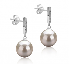 Janet Blanc 9-10mm AAAA-qualité perles d'eau douce 925/1000 Argent-Boucles d'oreilles en perles