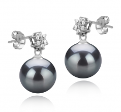 Wilma Noir 8-9mm AAAA-qualité perles d'eau douce 925/1000 Argent-Boucles d'oreilles en perles