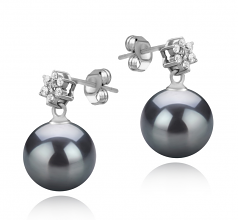 Wilma Noir 8-9mm AAAA-qualité perles d'eau douce 925/1000 Argent-Boucles d'oreilles en perles