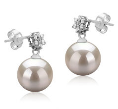 Wilma Blanc 8-9mm AAAA-qualité perles d'eau douce 925/1000 Argent-Boucles d'oreilles en perles