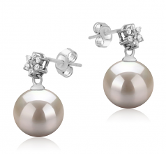 Wilma Blanc 8-9mm AAAA-qualité perles d'eau douce 925/1000 Argent-Boucles d'oreilles en perles