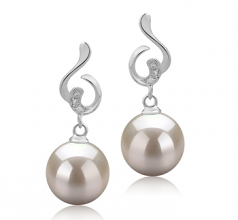 Priscilla Blanc 8-9mm AAAA-qualité perles d'eau douce 925/1000 Argent-Boucles d'oreilles en perles