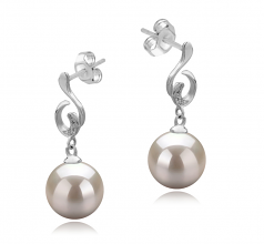 Priscilla Blanc 8-9mm AAAA-qualité perles d'eau douce 925/1000 Argent-Boucles d'oreilles en perles