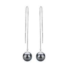 Dottie Noir 8-9mm AAAA-qualité perles d'eau douce 925/1000 Argent-Boucles d'oreilles en perles