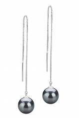 Dottie Noir 8-9mm AAAA-qualité perles d'eau douce 925/1000 Argent-Boucles d'oreilles en perles