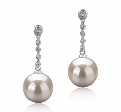 Ariel Blanc 9-10mm AAAA-qualité perles d'eau douce 925/1000 Argent-Boucles d'oreilles en perles