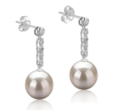 Ariel Blanc 9-10mm AAAA-qualité perles d'eau douce 925/1000 Argent-Boucles d'oreilles en perles