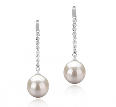 Porsha Blanc 10-11mm AAAA-qualité perles d'eau douce 925/1000 Argent-Boucles d'oreilles en perles