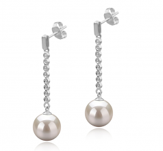 Porsha Blanc 10-11mm AAAA-qualité perles d'eau douce 925/1000 Argent-Boucles d'oreilles en perles