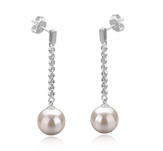 Porsha Blanc 10-11mm AAAA-qualité perles d'eau douce 925/1000 Argent-Boucles d'oreilles en perles