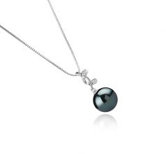 Angie Noir 11-12mm AAA-qualité de Tahiti 925/1000 Argent-pendentif en perles