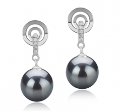 Madonna Noir 8-9mm AAAA-qualité perles d'eau douce 925/1000 Argent-Boucles d'oreilles en perles