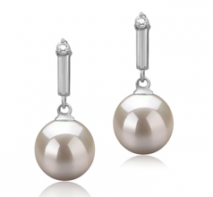 Aoife Blanc 8-9mm AAAA-qualité perles d'eau douce 925/1000 Argent-Boucles d'oreilles en perles