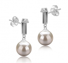 Aoife Blanc 8-9mm AAAA-qualité perles d'eau douce 925/1000 Argent-Boucles d'oreilles en perles