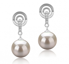 Madonna Blanc 8-9mm AAAA-qualité perles d'eau douce 925/1000 Argent-Boucles d'oreilles en perles