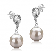 Madonna Blanc 8-9mm AAAA-qualité perles d'eau douce 925/1000 Argent-Boucles d'oreilles en perles