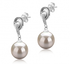 Madonna Blanc 8-9mm AAAA-qualité perles d'eau douce 925/1000 Argent-Boucles d'oreilles en perles