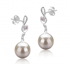 Cheryl Blanc 9-10mm AAAA-qualité perles d'eau douce 925/1000 Argent-Boucles d'oreilles en perles