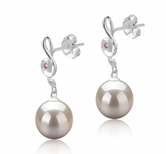 Cheryl Blanc 9-10mm AAAA-qualité perles d'eau douce 925/1000 Argent-Boucles d'oreilles en perles