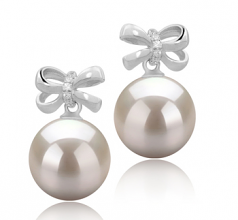 Marte Blanc 9-10mm AAAA-qualité perles d'eau douce 925/1000 Argent-Boucles d'oreilles en perles