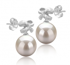 Marte Blanc 9-10mm AAAA-qualité perles d'eau douce 925/1000 Argent-Boucles d'oreilles en perles