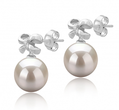 Marte Blanc 9-10mm AAAA-qualité perles d'eau douce 925/1000 Argent-Boucles d'oreilles en perles