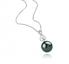Patsy Noir 12-13mm AAA-qualité de Tahiti 925/1000 Argent-pendentif en perles