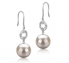 Adelle Blanc 10-11mm AAAA-qualité perles d'eau douce 925/1000 Argent-Boucles d'oreilles en perles