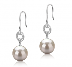 Adelle Blanc 10-11mm AAAA-qualité perles d'eau douce 925/1000 Argent-Boucles d'oreilles en perles