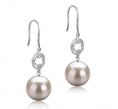 Adelle Blanc 10-11mm AAAA-qualité perles d'eau douce 925/1000 Argent-Boucles d'oreilles en perles