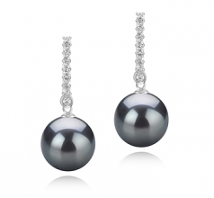 Verna Noir 10-11mm AAA-qualité de Tahiti 925/1000 Argent-Boucles d'oreilles en perles