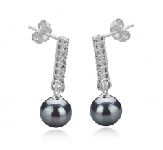 Verna Noir 10-11mm AAA-qualité de Tahiti 925/1000 Argent-Boucles d'oreilles en perles